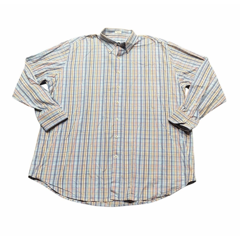 Peter Millar Crown Finish L/S Button Down Shirt Mens 2XL Blue Multi Check Cotton - Picture 2 of 5